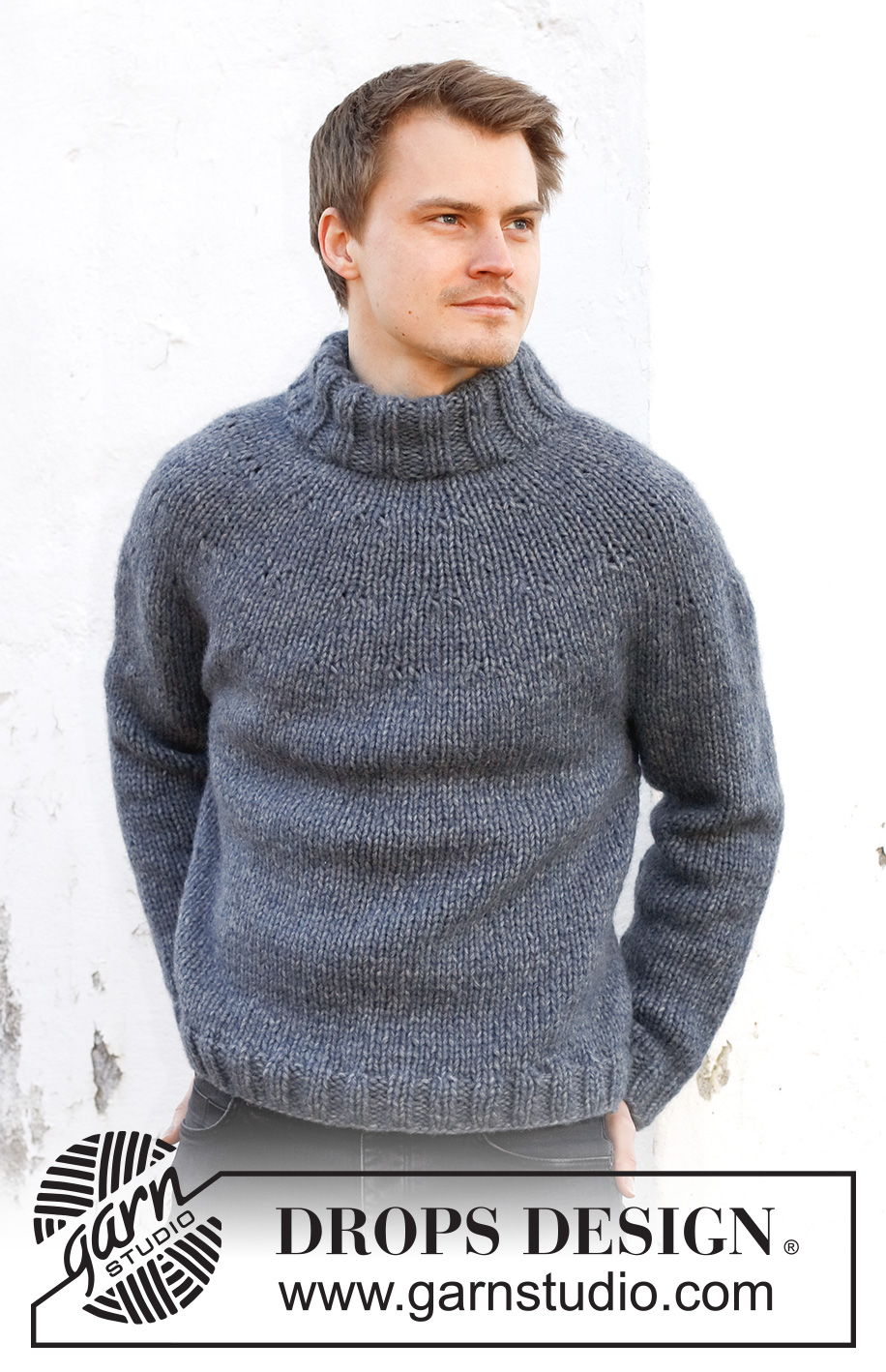 Sailor Blues Sweater / DROPS 224-19 - Stickad tröja till herr i DROPS Wish. Arbetet stickas uppifrån och ner med runt ok och dubbel halskant. Storlek S - XXXL.
