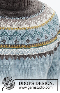 Edge of the Woods / DROPS 224-20 - Stickad tröja till herr i DROPS Merino Extra Fine. Arbetet stickas uppifrån och ner med dubbel halskant, runt ok och nordiskt mönster. Storlek S - XXXL.