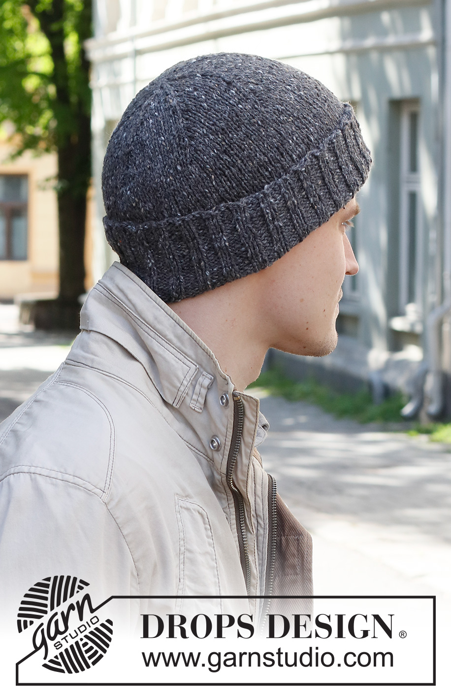 Flagstone Hat / DROPS 224-23 - Knitted hat for men in DROPS Soft Tweed.