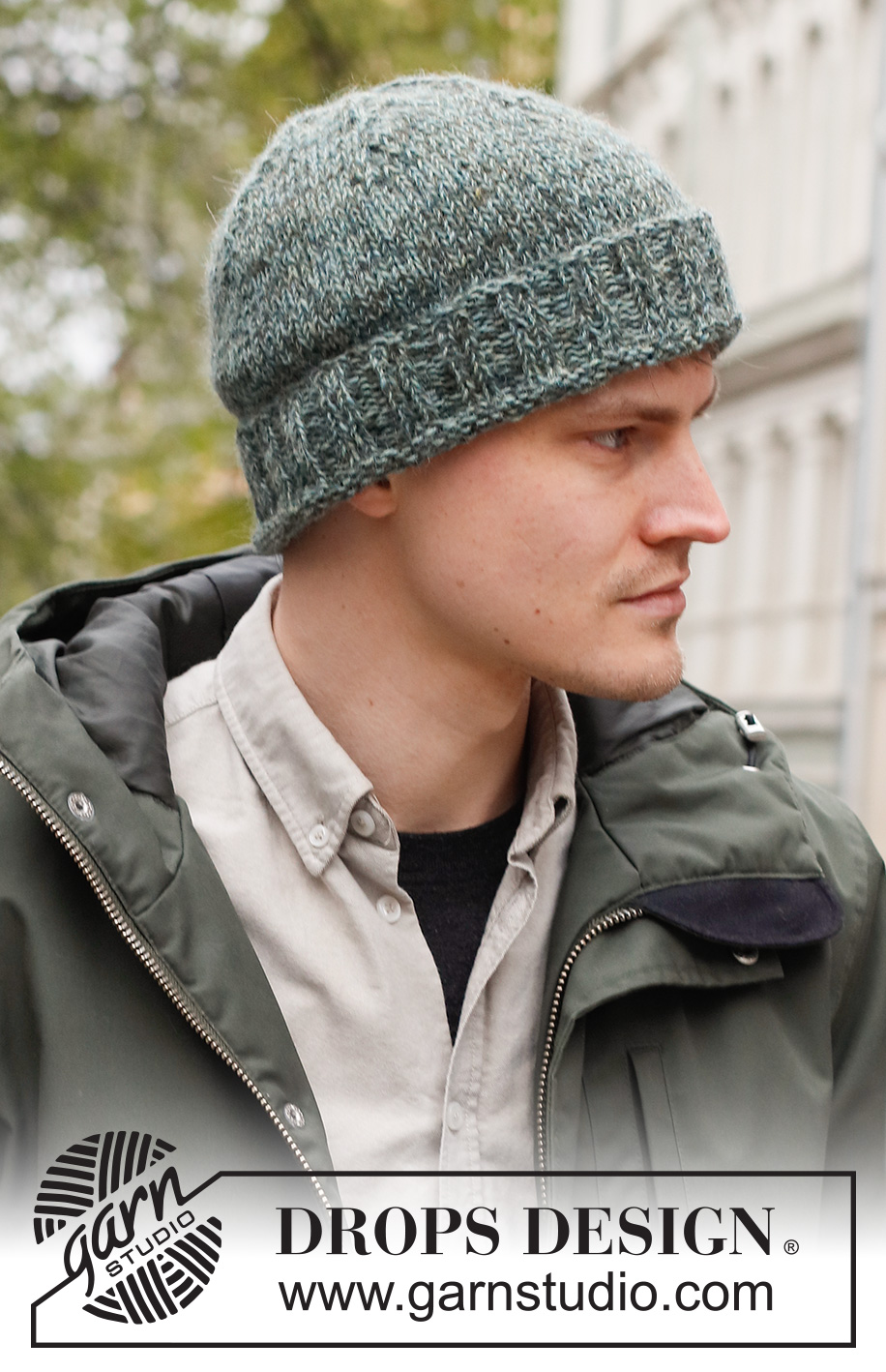 Sea Crest Hat / DROPS 224-24 - Bonnet tricoté pour homme avec 2 fils DROPS Alpaca. Du  S au XL.