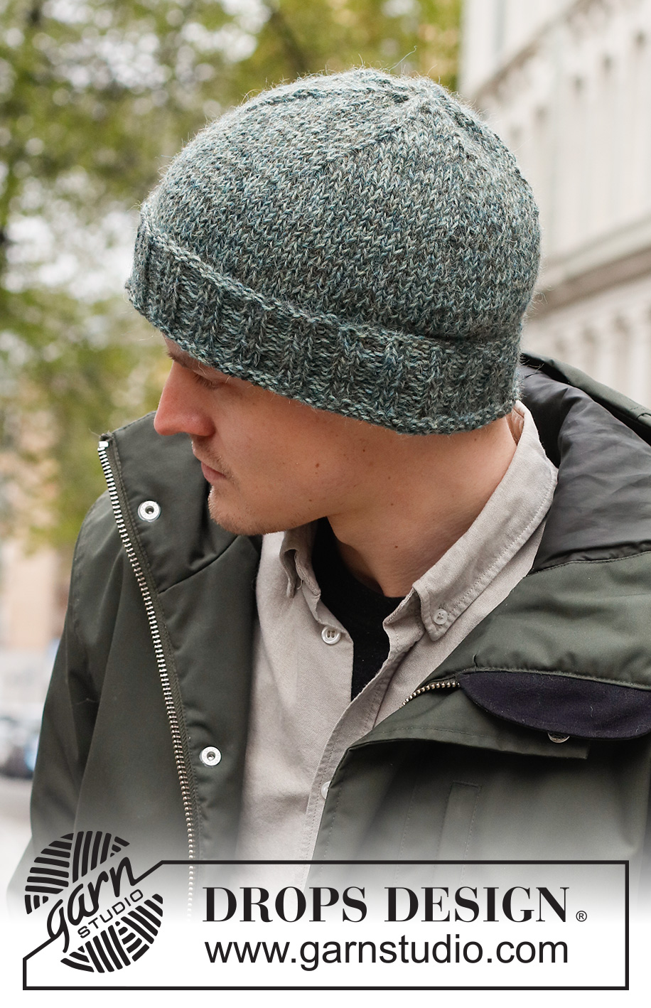 Sea Crest Hat / DROPS 224-24 - Bonnet tricoté pour homme avec 2 fils DROPS Alpaca. Du  S au XL.