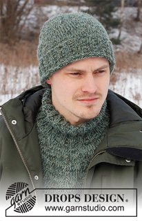 Sea Crest Hat / DROPS 224-24 - Bonnet tricoté pour homme avec 2 fils DROPS Alpaca. Du  S au XL.