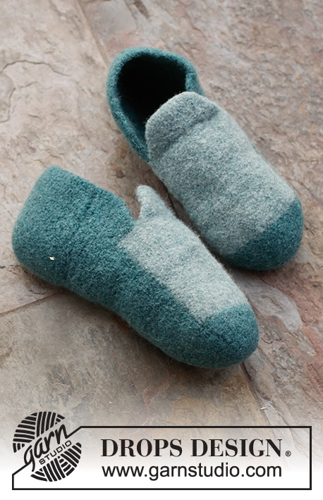 Good Morning Slippers / DROPS 224-32 - Felted slippers for men in DROPS Alaska. Sizes 35-46.