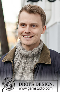 Lillesand Neck Warmer / DROPS 224-34 - Gebreide halswarmer voor heren in DROPS Wish. Het werk wordt van boven naar beneden gebreid met boordsteek. Maten S - XL.