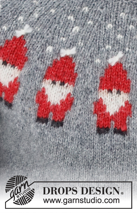 Merry Santas / DROPS 224-5 - Knitted sweater for men in DROPS Air. The piece is worked top down, with round yoke and Santa pattern. Sizes S - XXXL. Theme: Christmas.
