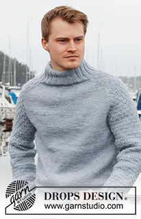 Winter Winds / DROPS 224-7 - Jersey de punto para hombre en DROPS Nepal. La prenda está realizada de arriba abajo, con el cuello doble, los hombros martillo y el patrón de textura en las mangas. Tallas: S-XXXL