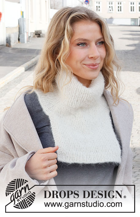 Scenic Snow Neck Warmer / DROPS 225-10 - Knitted neck-warmer with rib and saddle shoulders in DROPS Melody. The piece is worked top down. Sizes S - XL.