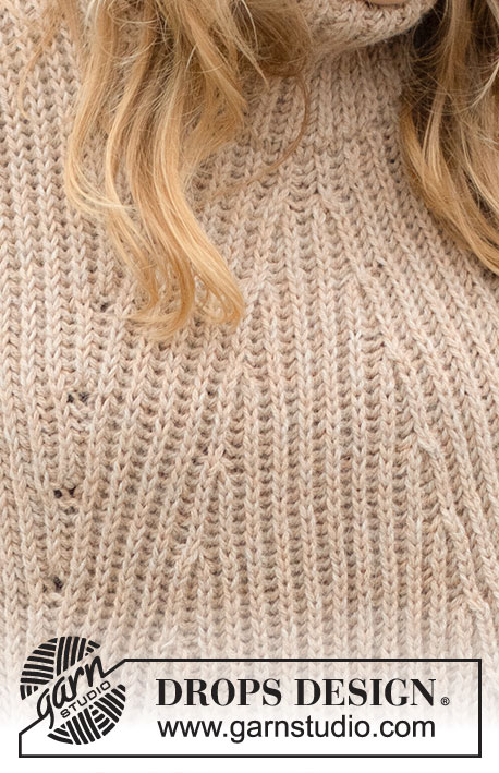 Sugar Cane Set / DROPS 225-13 - Gebreide hoofdband en top in 2 draden DROPS Alpaca. Het werk wordt gebreid met Engelse patentsteek, kabels en verschuivingen. Maten S tot XXXL.