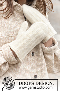 Find the Magic / DROPS 225-15 - Knitted and felted mittens in DROPS Lima. Piece is knitted in stocking stitch and lace pattern.