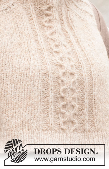 Icicles Set / DROPS 225-16 - Cinta para la cabeza y cuello a punto en DROPS Air. La labor está realizada con trenzas, puntos en punto inglés y hombros martillo.