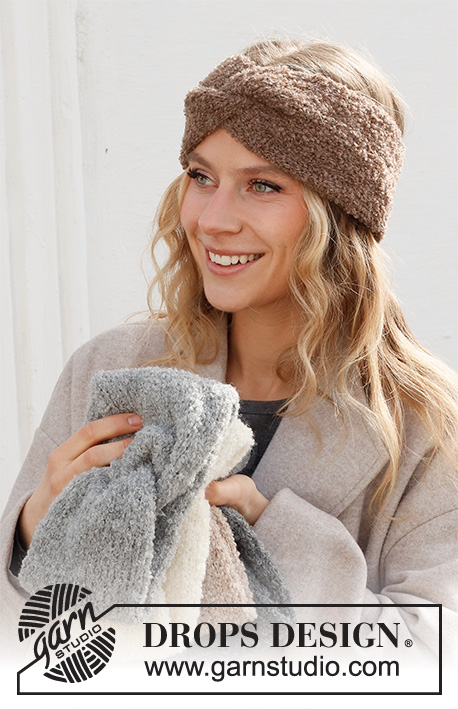 Twist Again / DROPS 225-2 - Prjónað eyrnaband með kaðli úr DROPS Alpaca Bouclé.