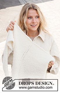 Hanging Glacier / DROPS 225-35 - Strikket sjal i DROPS Alpaca Bouclé og DROPS Kid-Silk. Arbejdet strikkes oppefra og ned.