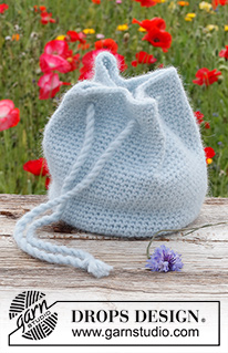 Treasure Pouch / DROPS 225-43 - Heklet veske i DROPS Air.