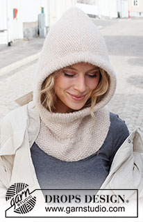 Frost Buster Balaclava / DROPS 225-7 - Gorro / balaclava de punto en DROPS Air. La pieza está tejida con punto arroz y orillas en resorte.