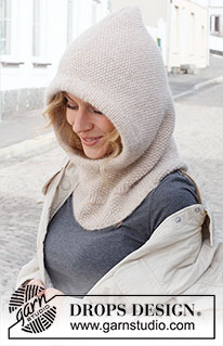 Frost Buster Balaclava / DROPS 225-7 - Gorro / balaclava de punto en DROPS Air. La pieza está tejida con punto arroz y orillas en resorte.