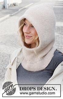 Frost Buster Balaclava / DROPS 225-7 - Gorro / balaclava de punto en DROPS Air. La pieza está tejida con punto arroz y orillas en resorte.