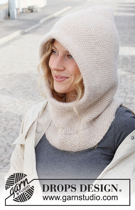 Frost Buster Balaclava / DROPS 225-7 - Gorro / balaclava de punto en DROPS Air. La pieza está tejida con punto arroz y orillas en resorte.