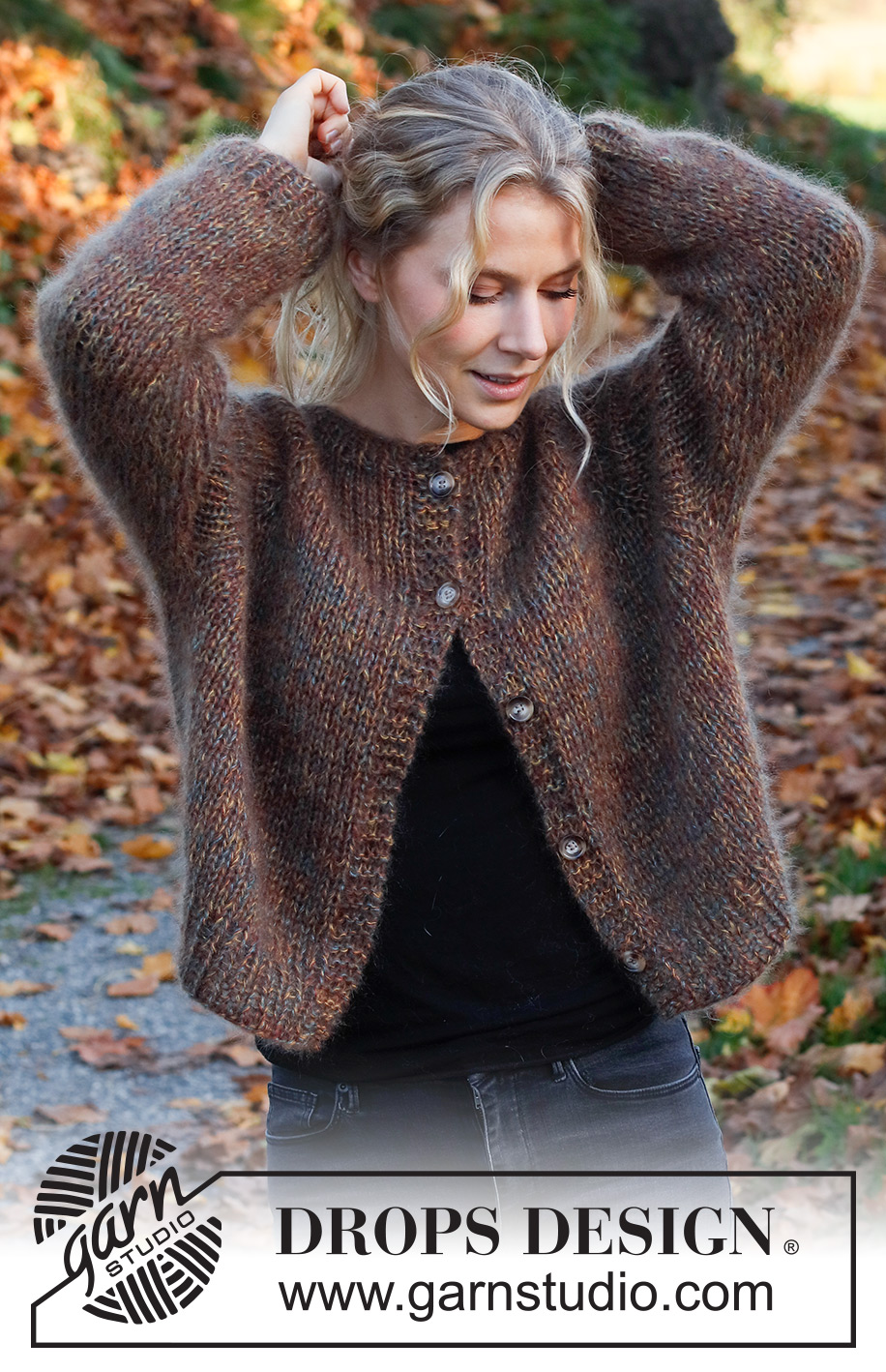 Woodland Sparkle / DROPS 226-1 - Knitted jacket in 4 strands DROPS Kid-Silk or 1 strand DROPS Wish. Piece is knitted top down with raglan. Size: S - XXXL