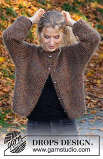 Woodland Sparkle / DROPS 226-1 - Knitted jacket in 4 strands DROPS Kid-Silk or 1 strand DROPS Wish. Piece is knitted top down with raglan. Size: S - XXXL