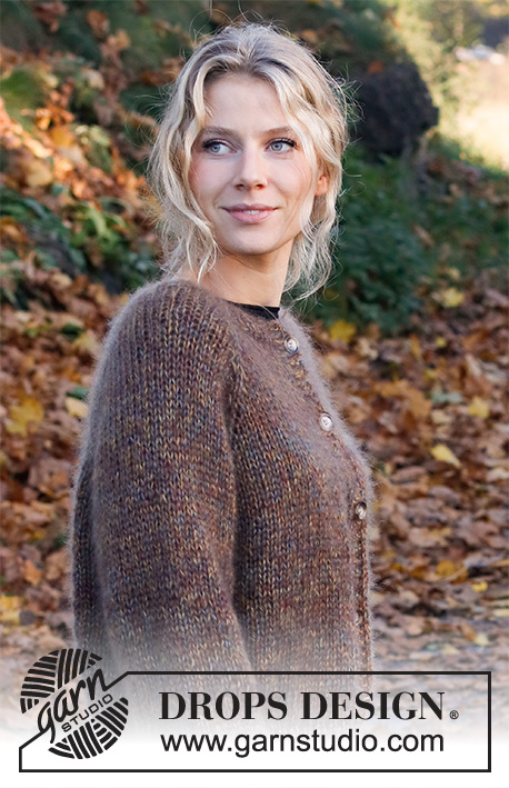 Woodland Sparkle / DROPS 226-1 - Knitted jacket in 4 strands DROPS Kid-Silk or 1 strand DROPS Wish. Piece is knitted top down with raglan. Size: S - XXXL