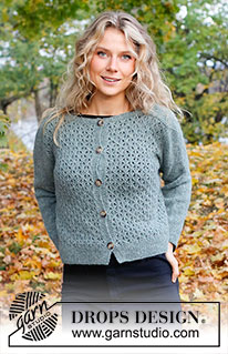 Cotswolds / DROPS 226-11 - Strikket jakke i DROPS Sky. Arbeidet strikkes ovenfra og ned med hullmønster og sadelskulder. Størrelse S - XXXL.
