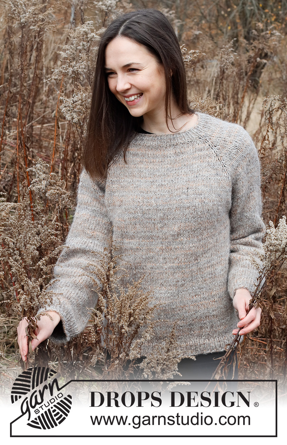Ash Valley / DROPS 226-17 - Ylhäältä alas neulottu pusero DROPS Fabel- ja DROPS Brushed Alpaca Silk -langoista. Työssä on raglanlinjat. Koot S - XXXL.