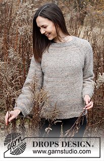 Ash Valley / DROPS 226-17 - Ylhäältä alas neulottu pusero DROPS Fabel- ja DROPS Brushed Alpaca Silk -langoista. Työssä on raglanlinjat. Koot S - XXXL.