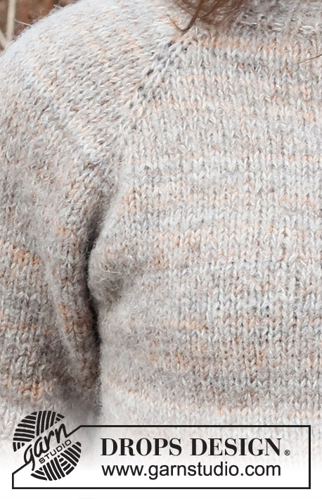 Ash Valley / DROPS 226-17 - Ylhäältä alas neulottu pusero DROPS Fabel- ja DROPS Brushed Alpaca Silk -langoista. Työssä on raglanlinjat. Koot S - XXXL.