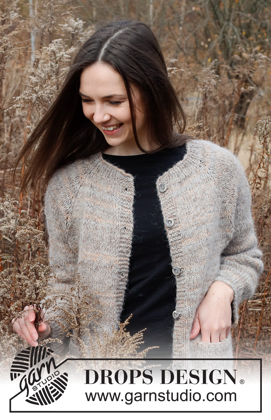 Ash Valley Jacket / DROPS 226-18 - Strikket jakke i DROPS Fabel og DROPS Brushed Alpaca Silk. Arbeidet strikkes ovenfra og ned med raglan og lommer. Størrelse S - XXXL.