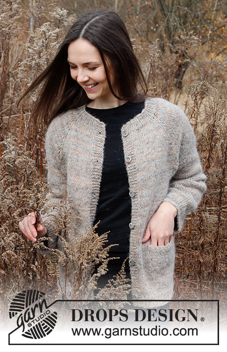 Ash Valley Jacket / DROPS 226-18 - Strikket jakke i DROPS Fabel og DROPS Brushed Alpaca Silk. Arbeidet strikkes ovenfra og ned med raglan og lommer. Størrelse S - XXXL.