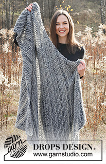 Smoky Horizons / DROPS 226-19 - Kulmasta kulmaan neulottu peitto 2-kertaisesta DROPS Delight- ja 1-kertaisesta DROPS Alpaca Bouclé -langasta tai 1-kertaisesta DROPS Big Delight- ja 1-kertaisesta DROPS Alpaca Bouclé -langasta. Työssä on ainaoikeinneuletta.