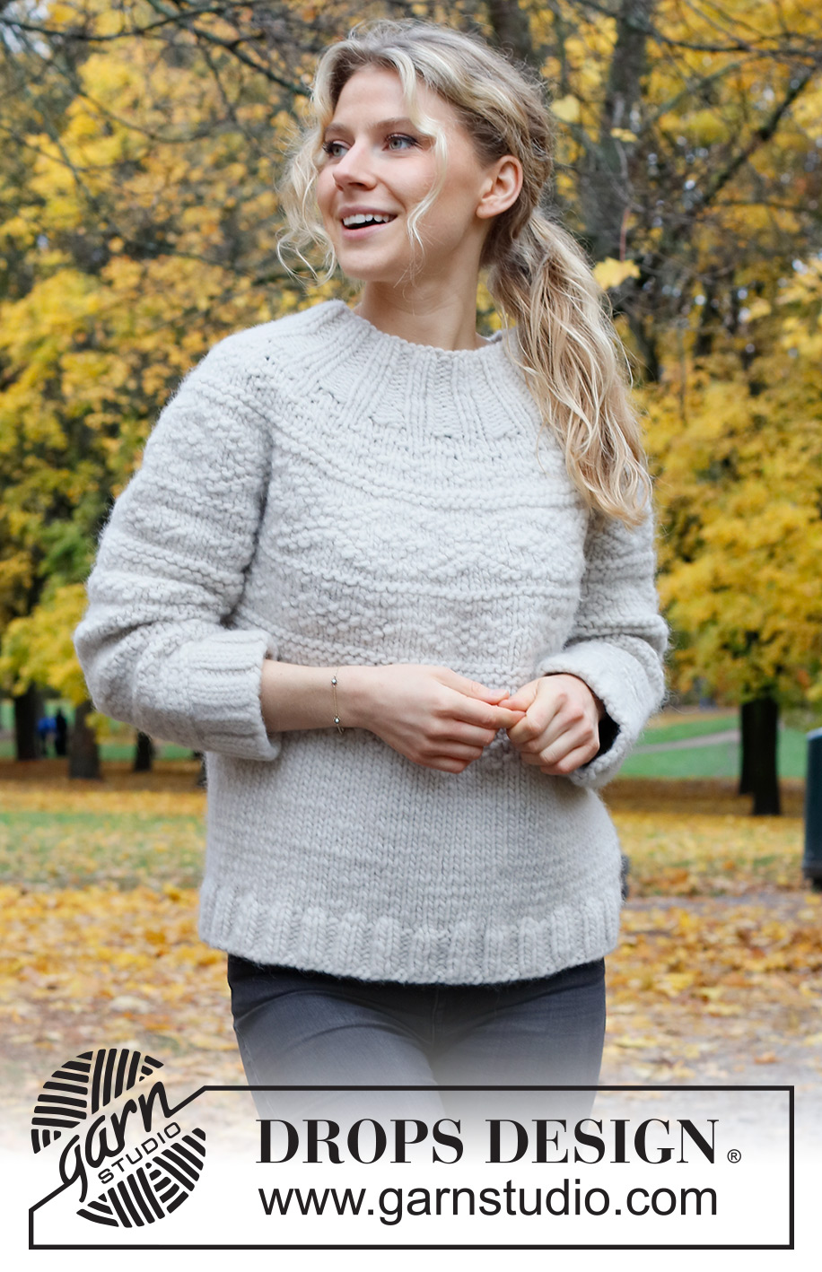 Call It a Day / DROPS 226-22 - Knitted sweater in DROPS Snow. The piece is worked top down with round yoke and textured, Nordic pattern. Sizes XS - XXL.