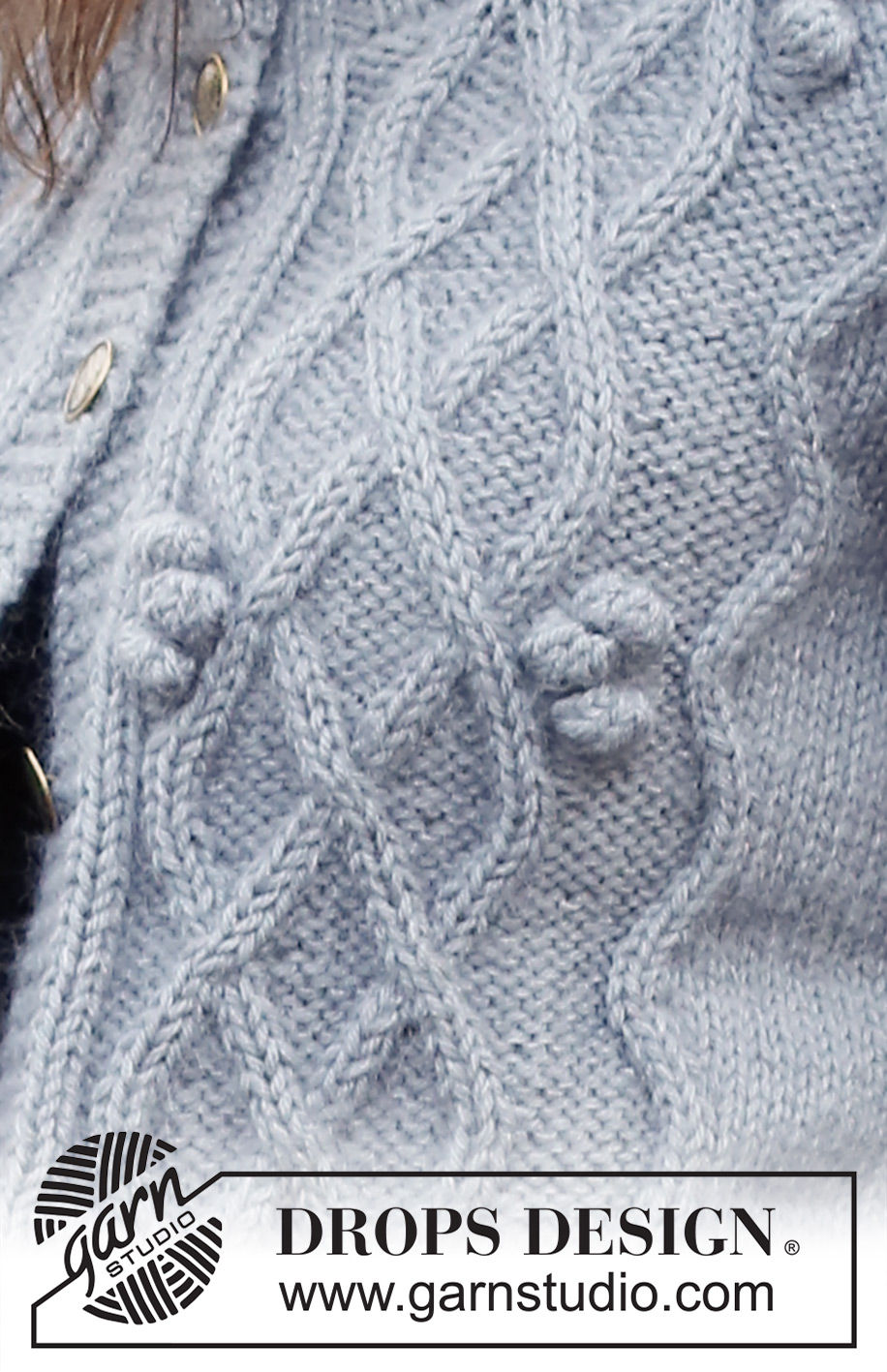 Frosted Fruit Jacket / DROPS 226-24 - Strikket jakke i DROPS Lima og DROPS Kid-Silk. Arbeidet strikkes ovenfra og ned med fletter, bobler og dobbel halskant. Størrelse S - XXXL.