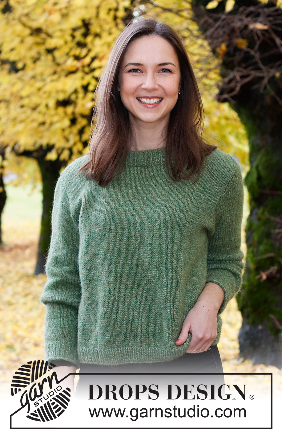 Serene Forest / DROPS 226-28 - Pull tricoté en jersey, avec col doublé, en DROPS Air. Du S au XXXL.
