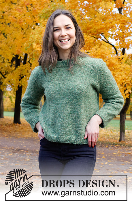 Serene Forest / DROPS 226-28 - Pull tricoté en jersey, avec col doublé, en DROPS Air. Du S au XXXL.