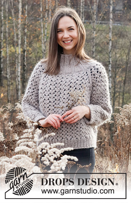 Rocky Shores Sweater / DROPS 226-29 - Knitted jumper in DROPS Snow or DROPS Wish. The piece is worked top down with raglan and lace pattern. Sizes S - XXXL.