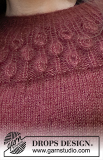 Blackforest Memories / DROPS 226-3 - Strikket genser i 2 tråder DROPS Kid-Silk eller 1 tråd DROPS Brushed Alpaca Silk. Arbeidet strikkes ovenfra og ned med rundfelling, raglan og bladmønster på bærestykket. Størrelse S - XXXL.