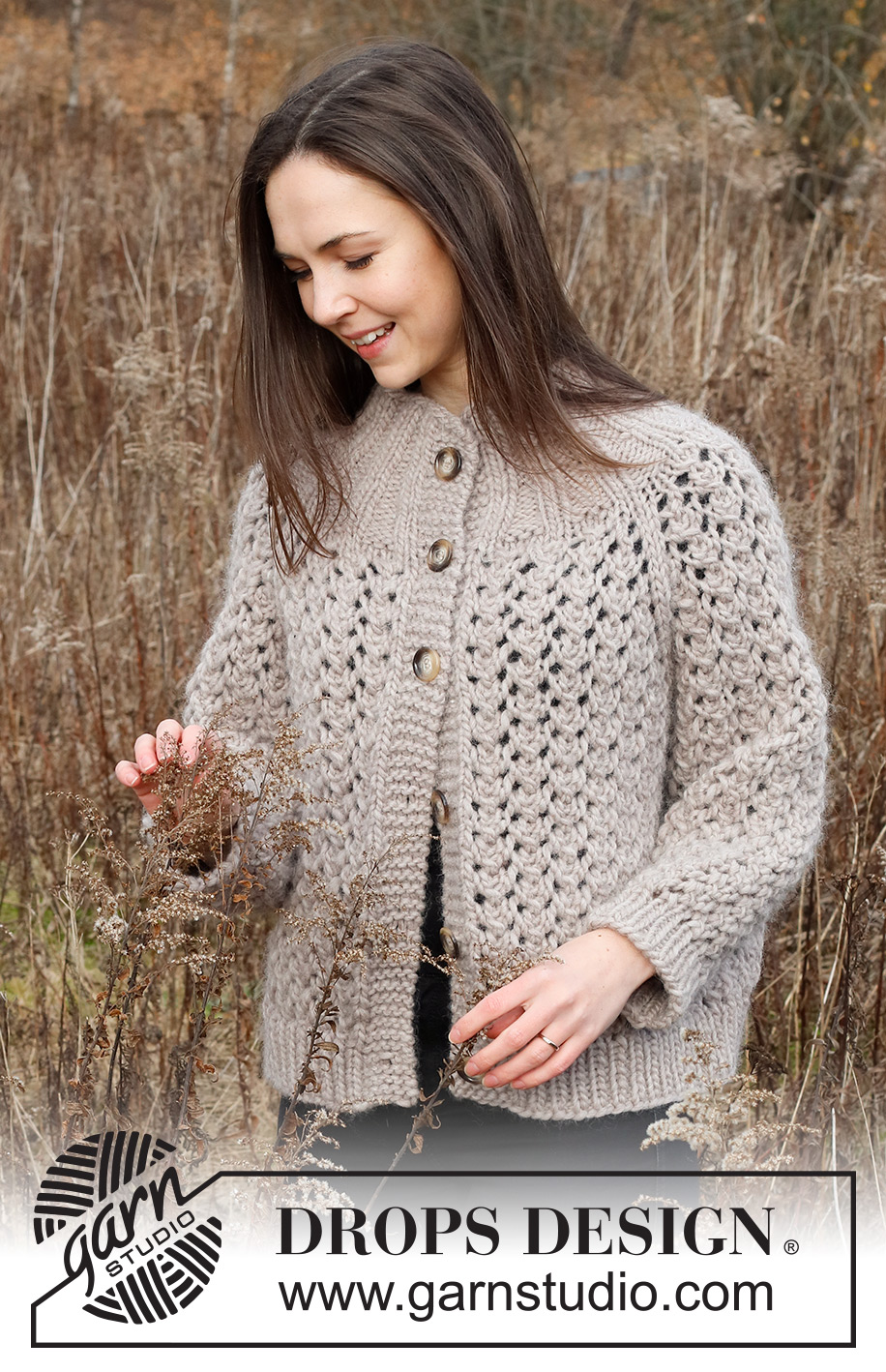 Rocky Shores / DROPS 226-30 - Knitted jacket in DROPS Snow or DROPS Wish. The piece is worked top down with raglan and lace pattern. Sizes S - XXXL.