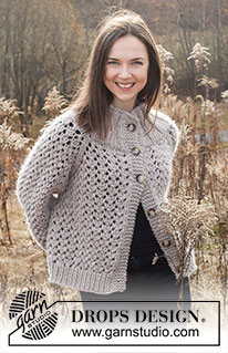 Rocky Shores / DROPS 226-30 - Knitted jacket in DROPS Snow or DROPS Wish. The piece is worked top down with raglan and lace pattern. Sizes S - XXXL.