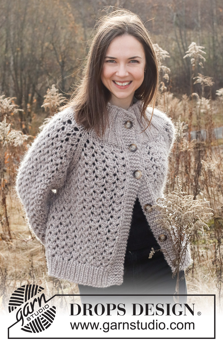 Rocky Shores / DROPS 226-30 - Knitted jacket in DROPS Snow or DROPS Wish. The piece is worked top down with raglan and lace pattern. Sizes S - XXXL.