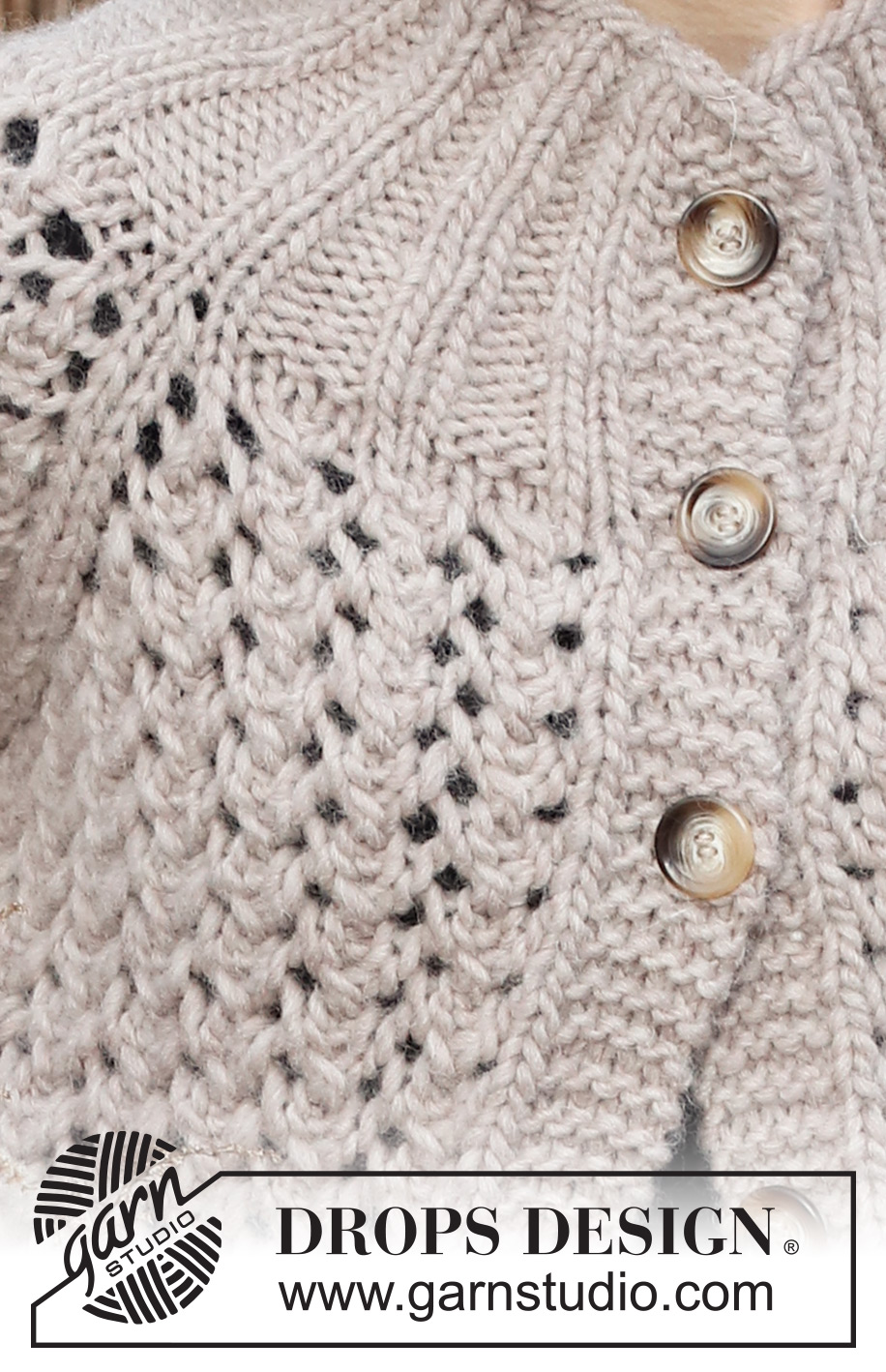 Rocky Shores / DROPS 226-30 - Knitted jacket in DROPS Snow or DROPS Wish. The piece is worked top down with raglan and lace pattern. Sizes S - XXXL.