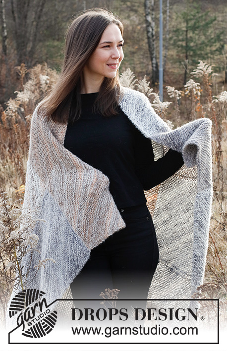 Prairie Patches / DROPS 226-31 - Knitted blanket with garter stitch in DROPS Fabel, DROPS Brushed Alpaca Silk and DROPS Alpaca Bouclé.