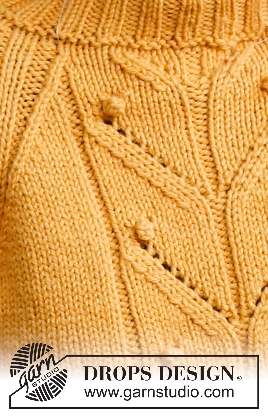 Golden Bud / DROPS 226-33 - Strikket genser i DROPS Nepal. Arbeidet strikkes med splitt i sidene, hullmønster, bobler og raglan. Størrelse S – XXXL.