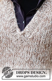 Cork Oak / DROPS 226-36 - Neulottu liivi / slipoveri DROPS Air- + DROPS Brushed Alpaca Silk- tai DROPS Wish-langasta. Työssä on V-aukko ja joustinneuleiset reunukset. Koot S-XXXL.
