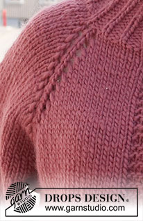 Crisp Cranberries Cardigan / DROPS 226-38 - Raglánový propínací svetr z příze DROPS Snow. Velikost XS - XXL.