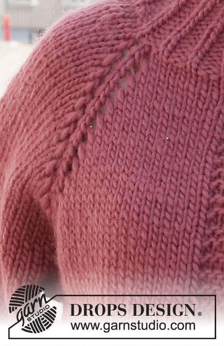 Crisp Cranberries Cardigan / DROPS 226-38 - Raglánový propínací svetr z příze DROPS Snow. Velikost XS - XXL.
