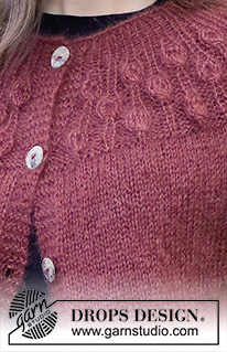 Blackforest Memories Cardigan / DROPS 226-4 - Strikket jakke i 2 tråder DROPS Kid-Silk eller 1 tråd DROPS Brushed Alpaca Silk. Arbeidet strikkes ovenfra og ned med rundfelling, raglan og bladmønster på bærestykket. Størrelse S - XXXL.