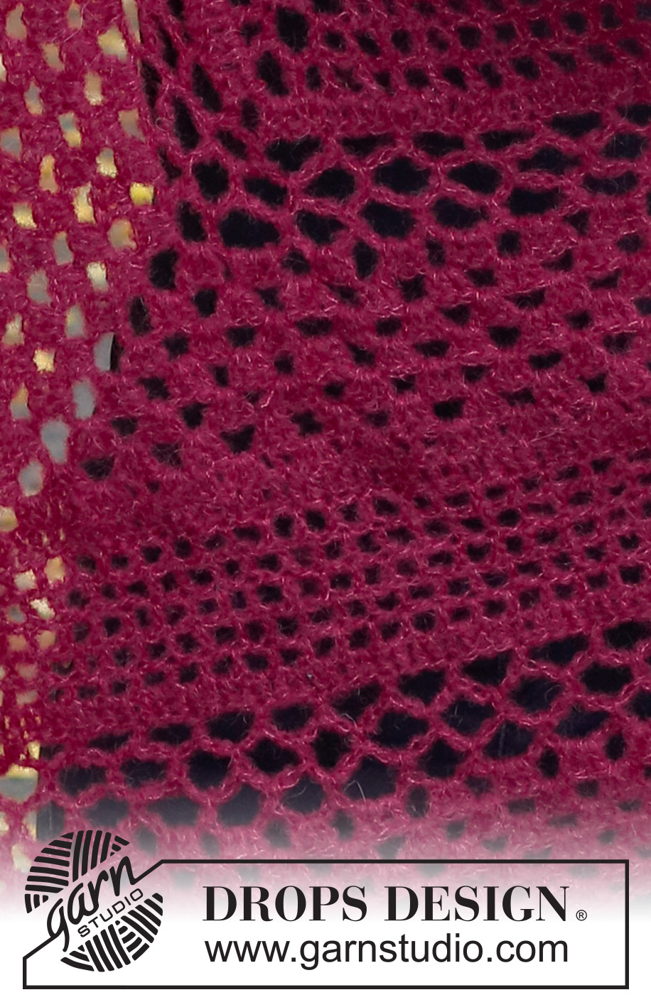 Cranberry Shawl / DROPS 226-47 - Horgolt kendő DROPS Brushed Alpaca Silk fonalból. A darabot fentről lefelé irányban készítjük, csipkemintával.