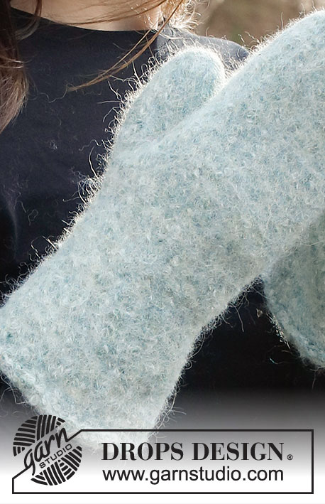 Smooth Ice / DROPS 226-52 - Plstěné palčáky z dvojité příze DROPS Alpaca.