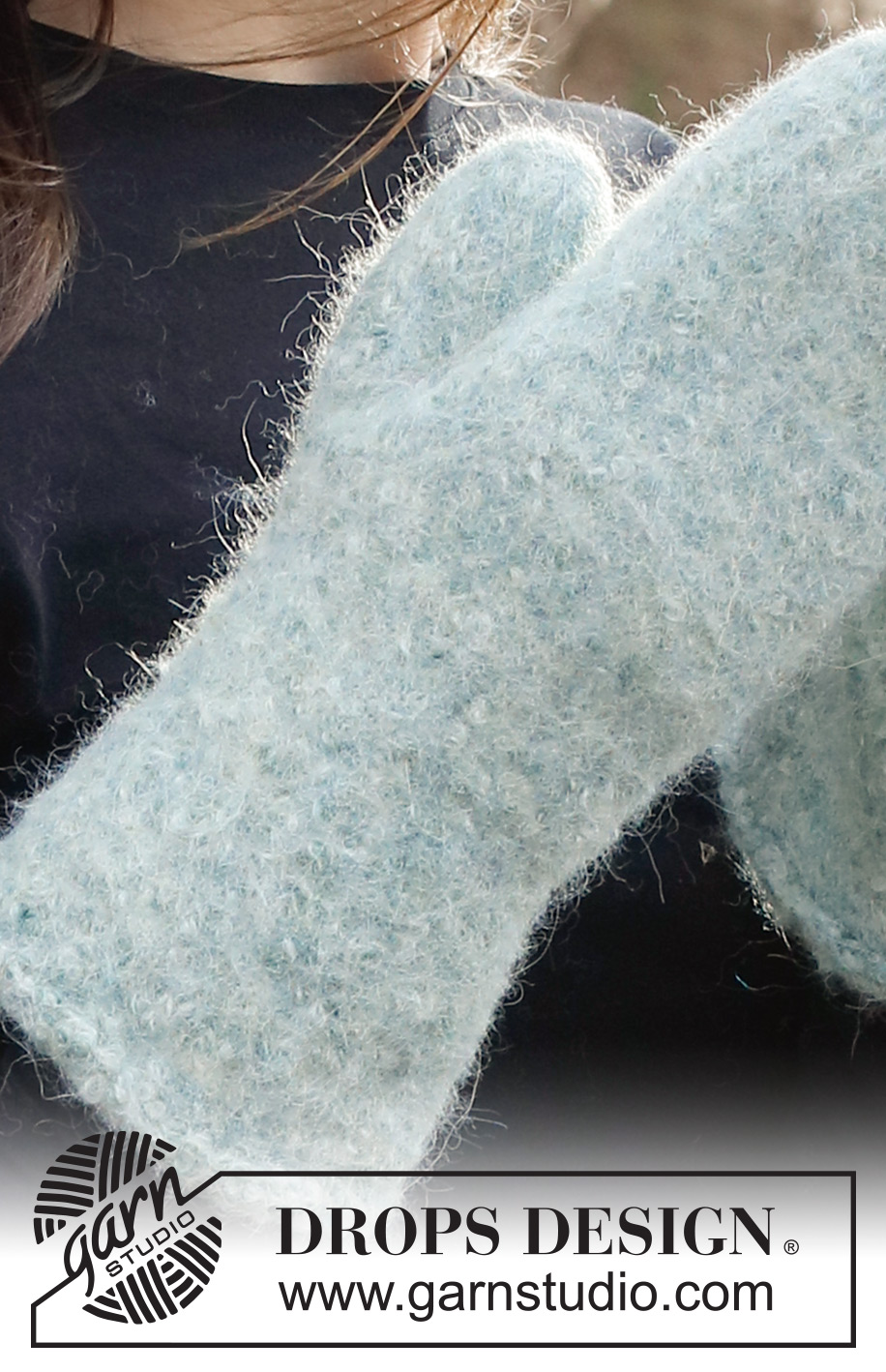 Smooth Ice / DROPS 226-52 - Plstěné palčáky z dvojité příze DROPS Alpaca.